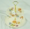 2 Tier Taylor Smith & Taylor China Spring Flowers Hostess Tidbit Cake/Cup Cake Serving Plate