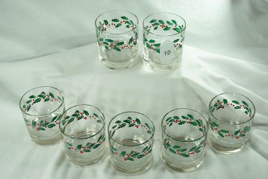 1970's Indiana Glass "Holly" Christmas Tumblers