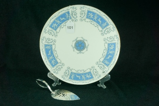 Coalport China "Revelry" Cake Plate w/ Silverplate Server