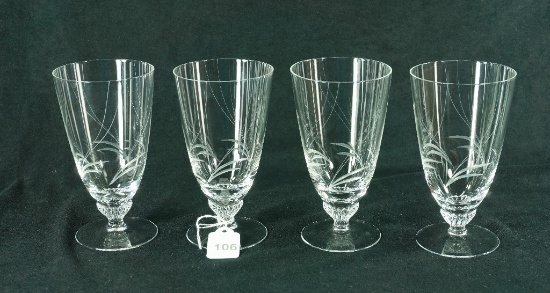 Set - 4 Borgfeldt Glass "Triennium" Cut Crystal Iced Tea Goblets