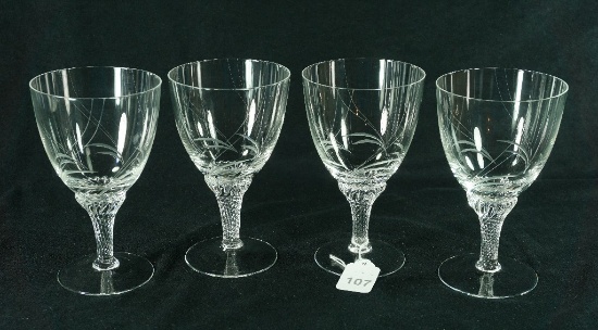 Set - 4 Borgfeldt Glass "Triennium" Cut Crystal Water Goblets
