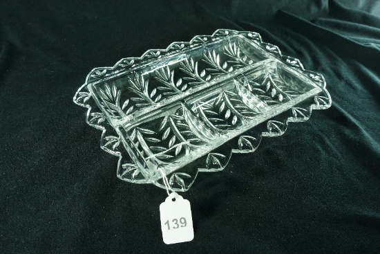 Crystal Clear Industries "Portico" Crystal 4-Part Relish Tray