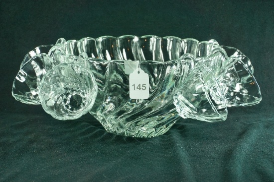 1970's Hazel Atlas "Colonial Swirl Shell" Punch Bowl w/ Cups