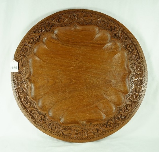 Solid Teak Round Serving Tray or Wall Décor Piece