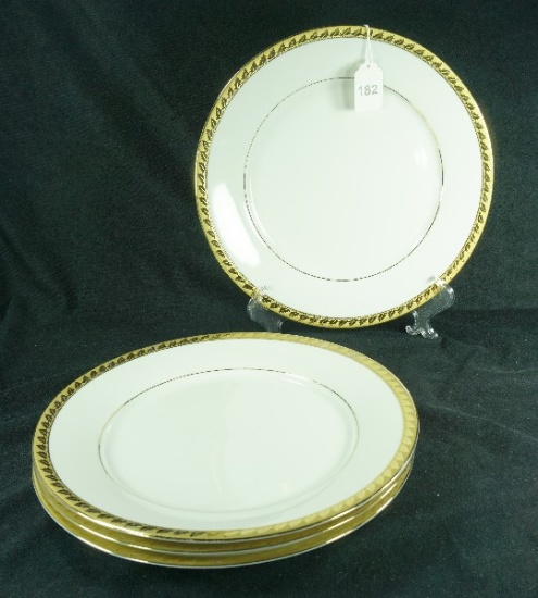 Set - 4 Muirfield China "Golden Leaf" Dinner Plates