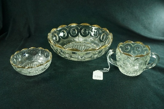 3 Pieces - 1960's Barlett-Collins "Manhattan" Open Sugar Bowl w/ Matching Bowls