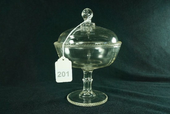 1905 EAPG Kokomo Glass "Bead Column" Compote w/ Lid