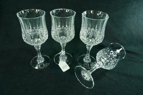 Set - 4 Cris d'Arques-Durand "Longchamp" Crystal Water Goblets