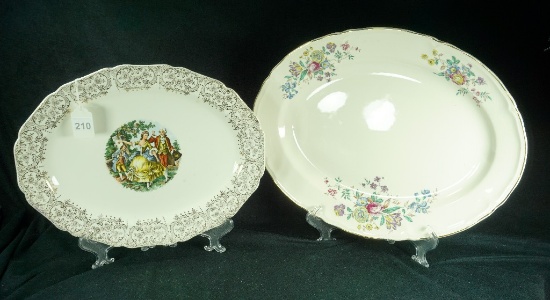 Pair - 1940's Canonsburg "Empress Chantilly" & Knowles Floral Platter