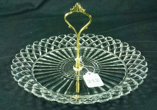 1940's Anchor Hocking "Waterford" aka "Waffle" Tidbit Hostess Tray