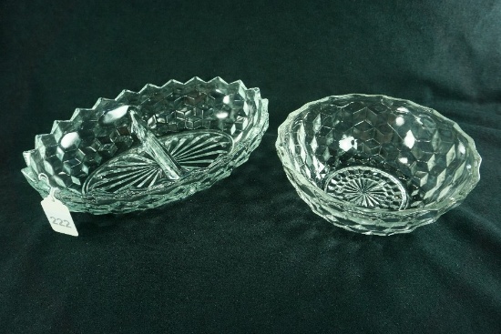 Colony Glass "Whitehall" Cube Serving Bowl & Divided Dish