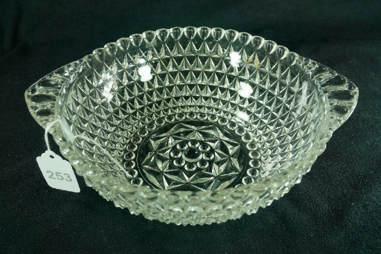 Vintage Glass Handled Serving Bowl Diamond