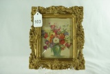 Small Floral Print Bubble Glass Baroque Gold Gilded Frame