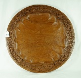 Solid Teak Round Serving Tray or Wall Décor Piece
