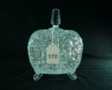 Square Crystal Footed Etched Candy Dish w/ Lid