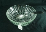 Pressed Glass Serving Bowl w/ Silverplate Serving Spoon