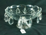 Vintage Clear Glass Compote w/ Crystal Prisms