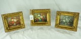Set - 3 Oil Paintings Floral Bouquets on Board