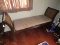 Wooden/Bed-End Bench w/ Wicker Backs, Twin Curved, Grey Upholstered