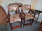 Pair - Bar Chairs w/ Cards/Darts, Pub Motif Pattern, Wood Body w/ Foot Rest, Drink Rest