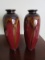 Pair - Glazed Brown/Red Vases Stoneware