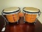 African Style Bongo Drums Wooden, Skin Top, Metal Sides