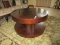 Lazy-Susan Style Rotating Coffee Table w/ Column Pedestal, Wooden Veneer