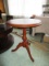 Wooden Round Top Side Table, Pineapple Stem Pedestal, 2 Legged Base, Bombay Outlet