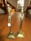 Brass Pair Spindle-Style Candle Holders