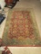 Green/Red Ornate Design Floor Rug w/ Tassels