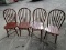 4 Wooden Spindle-Back Chairs, Slat/Arched Back, Stretchers, Etc.