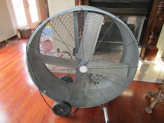 Large Metal Maxxar Grey Fan on Wheels
