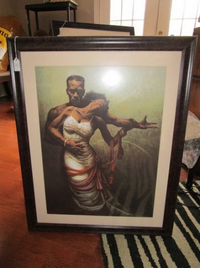 African-American Man/Woman Print Picture in Wood Frame/Matt