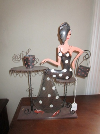 Metal Woman at Table Décor