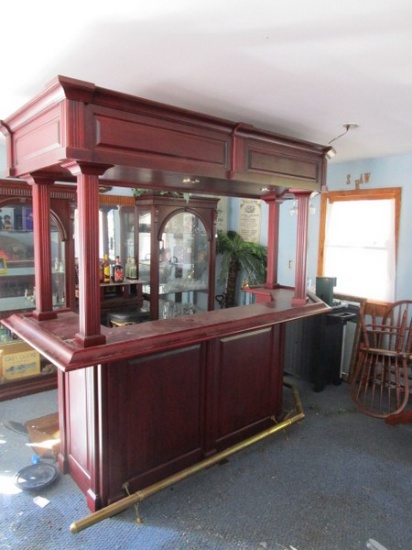Thomasville Wooden Cherry Veneer Bar, Ribbed Columns, 2 Hutch Doors, 2 Drawers
