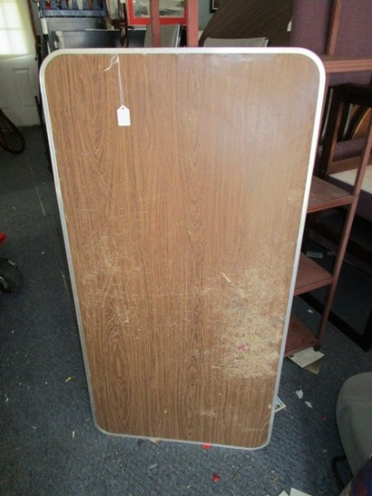 Fold Out Wooden Veneer Top/Metal Leg Table