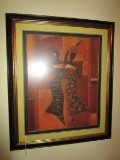 African Woman Dancing Print in Gilted/Antiqued Patina Frame/Matt