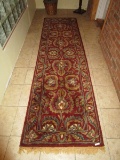 Kaleen Red Floor Runner w/ Curled/Ornate Pattern