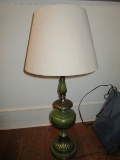 Green/Brushed Patina Scalloped Lamp Brass Top