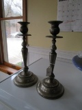 Pair - Metal Candle Stick Holding Spindle Body Design