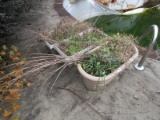 3 Garden Planters, 1 Oval Grape/Apple Motif, 2 Rectangular Ribbed, Etc.