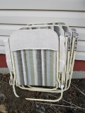 4 Folding Chairs Metal w/ Stripe Pattern Seat/Back