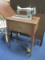 Vintage Deluxe Precision Sewing Machine Modernage in Mahogany Flip Top Cabinet