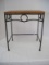 Black Wrought Iron Base Scroll Design Accent Table w/ Pine Top