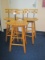 Set - 3 Retro Oak Slat Swivel Bar Stools w/ Back Rest