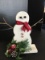 Wooden Snowman w/ Faux Flowers, Pinecone, Etc.