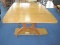 Mid-Century Modern Drop Leaf Wishbone Style Double Pedestal Table w/ Leaf