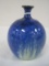 Art Pottery Bud Vase Cobalt Frost Mottled Glaze Design Artist Signed Base Ruth S.