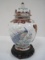 Exquisite Porcelain Ginger Jar w/ Lid Vivid Peacocks, Peony & Cherry Blossom Design