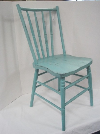 Spindle Curved Back Chair Teal Antiqued Finish